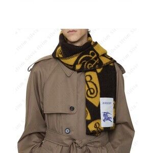 Burberry Cascading B Shield Wool Scarf NWT
